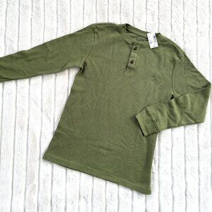 NWT Kids The Children's Place Waffle Henley Shirt (Green) L 10/12